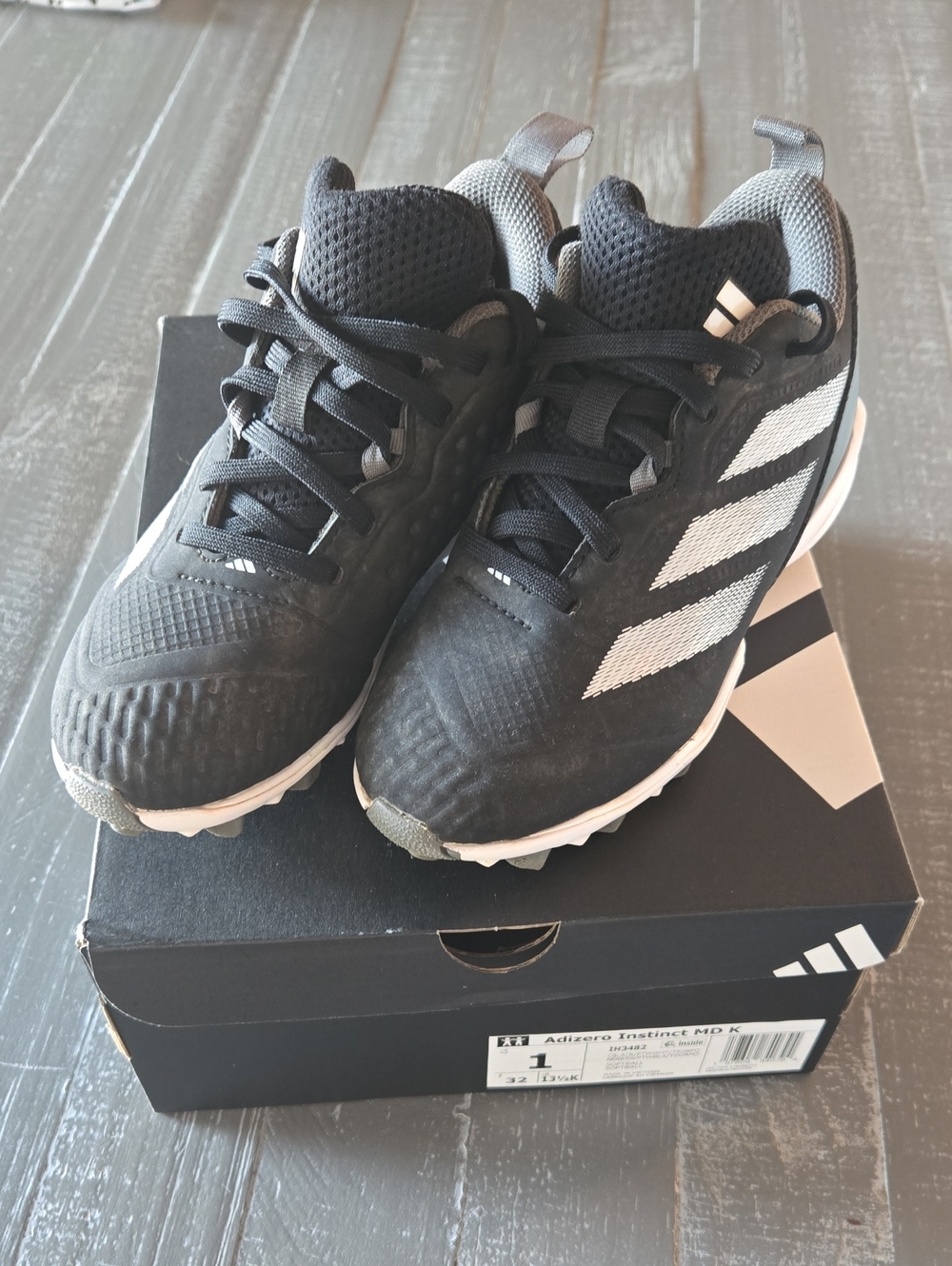 adidas Kids Black and White Athletic Sneakers with Gray Accents